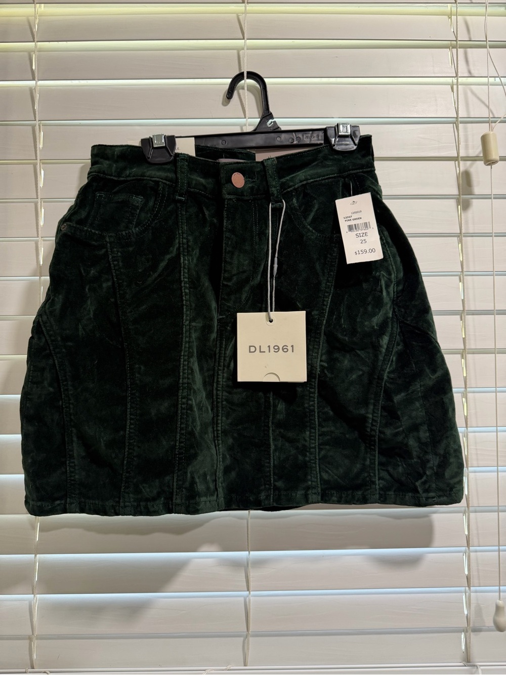 DL1961 Dark Green Corduroy Mini Skirt